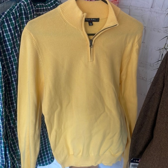 BROOKS BROTHERS MENS YELLOW SIZE LARGE PULLOVER SWEATER 100% COTTON